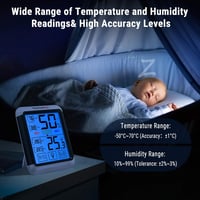 ThermoPro TP55 Digitális Hőmérő és Páratartalom Mérő - 2 db-os Szett Beltéri Klímafigyeléshez, Érintőképernyős, Háttérvilágítással, Min/Max  3