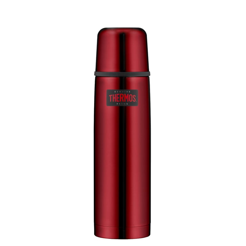 Termoska Thermos Light & Compact z nehrdzavejúcej ocele s pohárikom, 0,75 l, brusnicovo červená, 18 h teplé / 24 h studené, vhodná do umývačky riadu