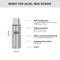 Termos Thermos Stainless King 4003.205.047, 0,47 l, Oțel inoxidabil mat 3
