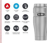 Thermos Stainless King 470ml rozsdamentes termosz bögre, szürke, hőtartó, mosogatógépben mosható - Stainless Steel 5