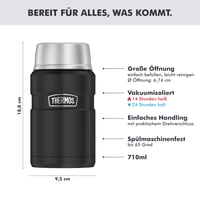 Termos na jedlo Thermos Stainless King 0,70 l, čierna matná nehrdzavejúca oceľ, bez BPA, 14 hodín teplý, 24 hodín studený 3