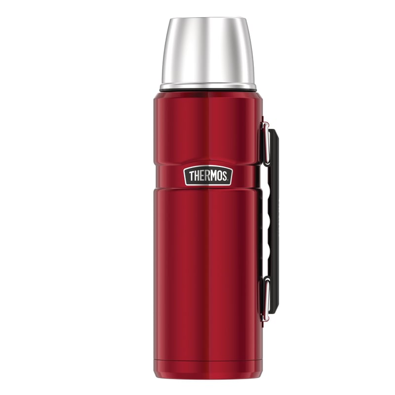 Nerezová termoska Thermos Stainless King červená 1,2 l s pohárom a rukoväťou, 12 h teplá, 24 h studená, vhodná do umývačky riadu, BP