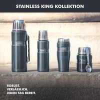 Termoska Thermos Stainless King, nerezová oceľ, matná čierna, 470 ml, hrnček na kávu, 7 h horúce / 18 h studené, vhodná do umývačky riadu, kompletná 8