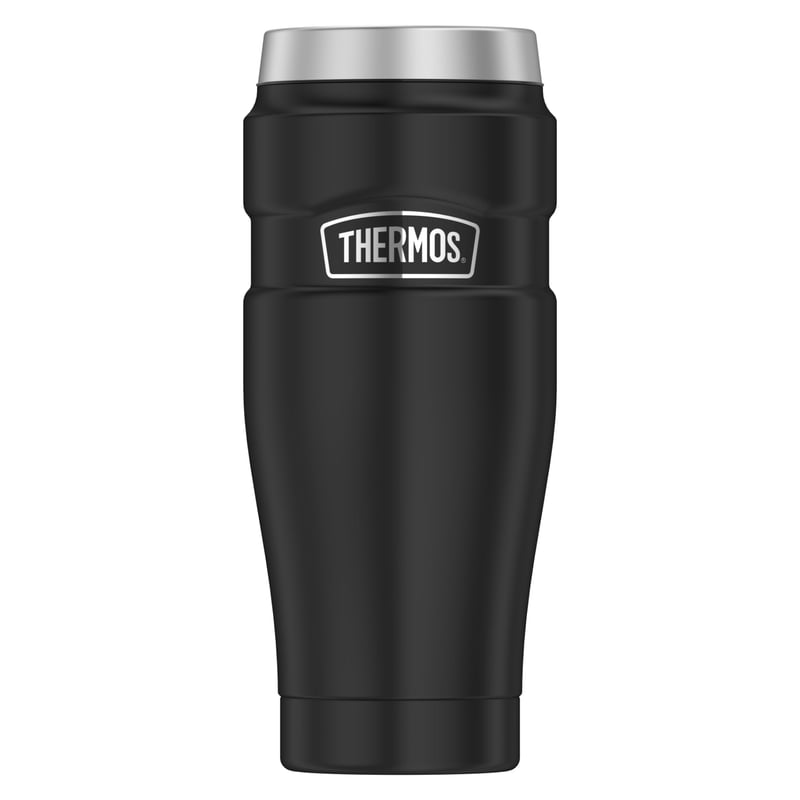 Termoska Thermos Stainless King, nerezová oceľ, matná čierna, 470 ml, hrnček na kávu, 7 h horúce / 18 h studené, vhodná do umývačky riadu, kompletná
