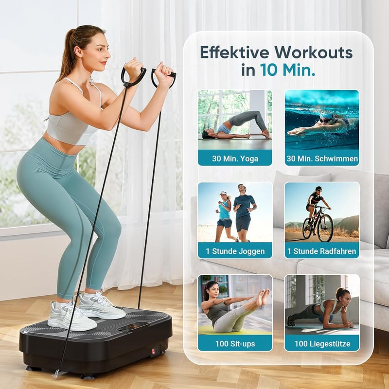 THERUN Vibrációs Tréning Pad 99 Szinttel, Teljes Test Edzéshez és Zsírégető Fitness Eszköz