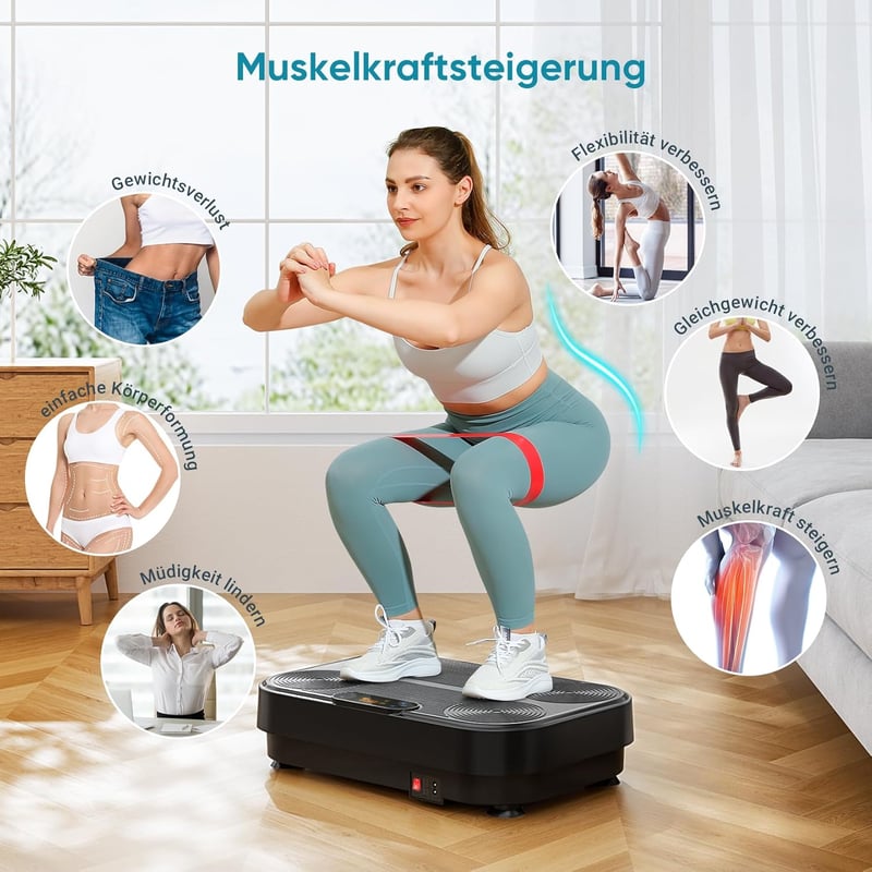 THERUN Vibrációs Tréning Pad 99 Szinttel, Teljes Test Edzéshez és Zsírégető Fitness Eszköz