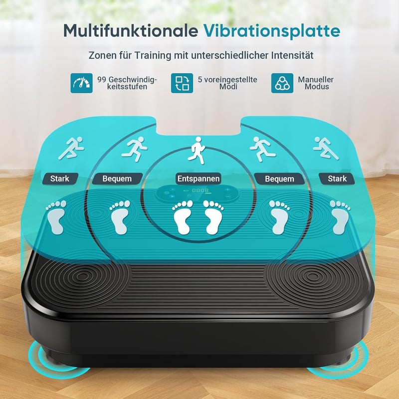 THERUN Vibrációs Tréning Pad 99 Szinttel, Teljes Test Edzéshez és Zsírégető Fitness Eszköz