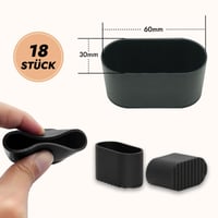THETAG 18 bucăți capace ovale pentru picioare de scaun, protecție din plastic pentru picioare de scaun de 60x30 mm, protecție pentru podea 2