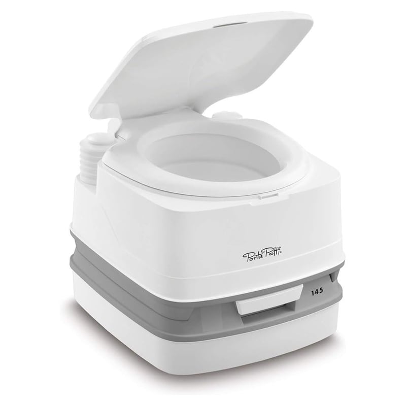 Toaletă portabilă de camping Thetford Porta Potti 145 Qube, alb-gri, 330 x 383 x 427 mm