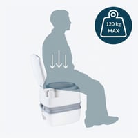 Toaletă portabilă de camping Thetford Porta Potti 165 Qube, alb-gri, 38,3 x 41,3 x 42,7 cm, ușoară și ușor de curățat, pentru autorulote și rulote 6