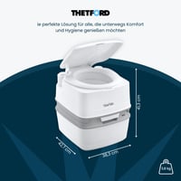 Toaletă portabilă de camping Thetford Porta Potti 165 Qube, alb-gri, 38,3 x 41,3 x 42,7 cm, ușoară și ușor de curățat, pentru autorulote și rulote 4