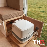 Toaletă portabilă de camping Thetford Porta Potti 165 Qube, alb-gri, 38,3 x 41,3 x 42,7 cm, ușoară și ușor de curățat, pentru autorulote și rulote 2