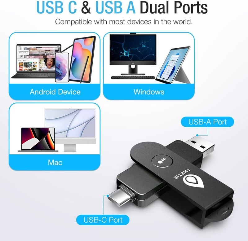 Thetis Pro FIDO2 Biztonsági Kulcs - Kétfaktoros Hitelesítés, NFC Támogatás, USB-A és USB-C Csatlakozók, Windows/MacOS/Linux Kompatibilis