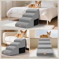 Thihome 4 lépcsős kutyalépcső 50 cm, mosható huzattal, szürke 7
