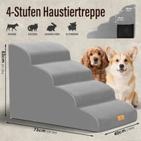 Thihome 4 lépcsős kutyalépcső 50 cm, mosható huzattal, szürke 2