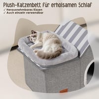 Thihome kétszintes macskavár puha párnával, csúszásmentes mosható macskabarlang 6