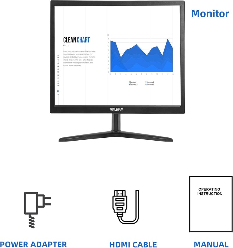 Thinlerain 17 Inch LED Monitor 1280x1024 VGA HDMI Beépített Hangszóróval