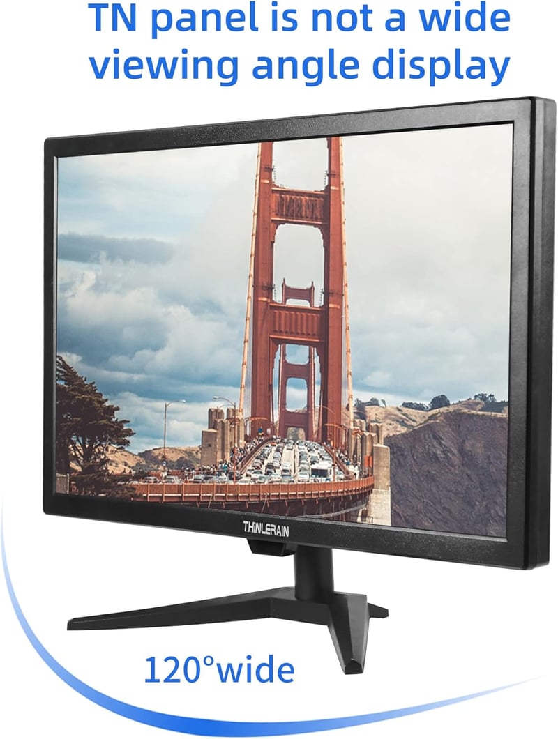 Thinlerain 20" LED Monitor 1600x900 Felbontással - Beépített Hangszóróval, HDMI/VGA/BNC/AV Csatlakozókkal, Fire Stick Kompatibilis, VESA Rög