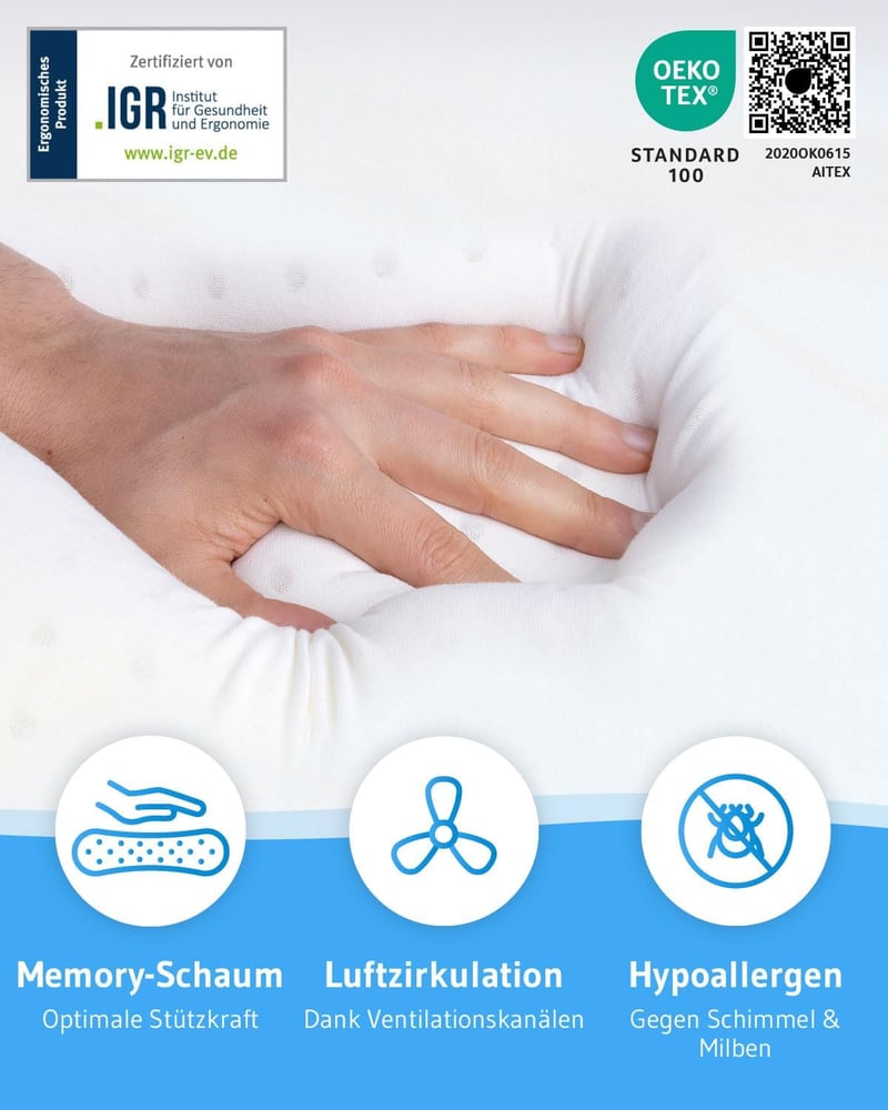 Third of Life ortopédikus nyakpárna memóriahabból, oldal- és hátfekve alváshoz