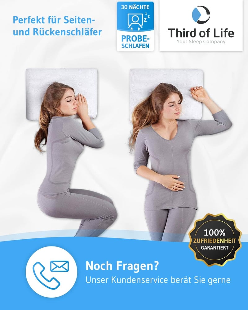 Third of Life ortopédikus nyakpárna memóriahabból, oldal- és hátfekve alváshoz