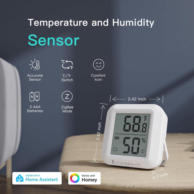 THIRDREALITY Zigbee hőmérséklet és páratartalom érzékelő 2 db LCD kijelzővel