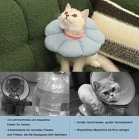 THKOFPET Guler de protecție pentru pisici, guler de recuperare moale, reglabil, cu model floral, pentru post-operator și răni, pentru pisici și câini de talie mică, albastru, mărimea M 6