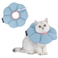 THKOFPET Guler de protecție pentru pisici, guler de recuperare moale, reglabil, cu model floral, pentru post-operator și răni, pentru pisici și câini de talie mică, albastru, mărimea M 1