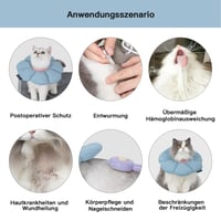 THKOFPET Guler de protecție pentru pisici, guler de recuperare moale, reglabil, cu model floral, pentru post-operator și răni, pentru pisici și câini de talie mică, albastru, mărimea M 4