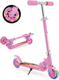 ThleeWay pink összecsukható gyerek roller 3-5 év, 2 LED villogó kerék, magasságállítható kormány 3 fokozat, könnyű sport roller lányoknak és 7