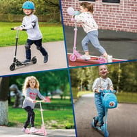 ThleeWay pink összecsukható gyerek roller 3-5 év, 2 LED villogó kerék, magasságállítható kormány 3 fokozat, könnyű sport roller lányoknak és 6