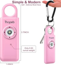 Thopeb Önvédelmi Kulcstartó Nőknek - 130 dB Hangos Riasztó, LED Villogó Fény, Vészjelző, Segélyhívó, Rózsaszín 7