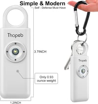 Thopeb Önvédelmi Kulcstartó Nőknek - 130 dB Hangos Riasztó, LED Villogó Fény, Vészjelző, Segélyhívó, Személyi Biztonsági Eszköz - Fehér 3