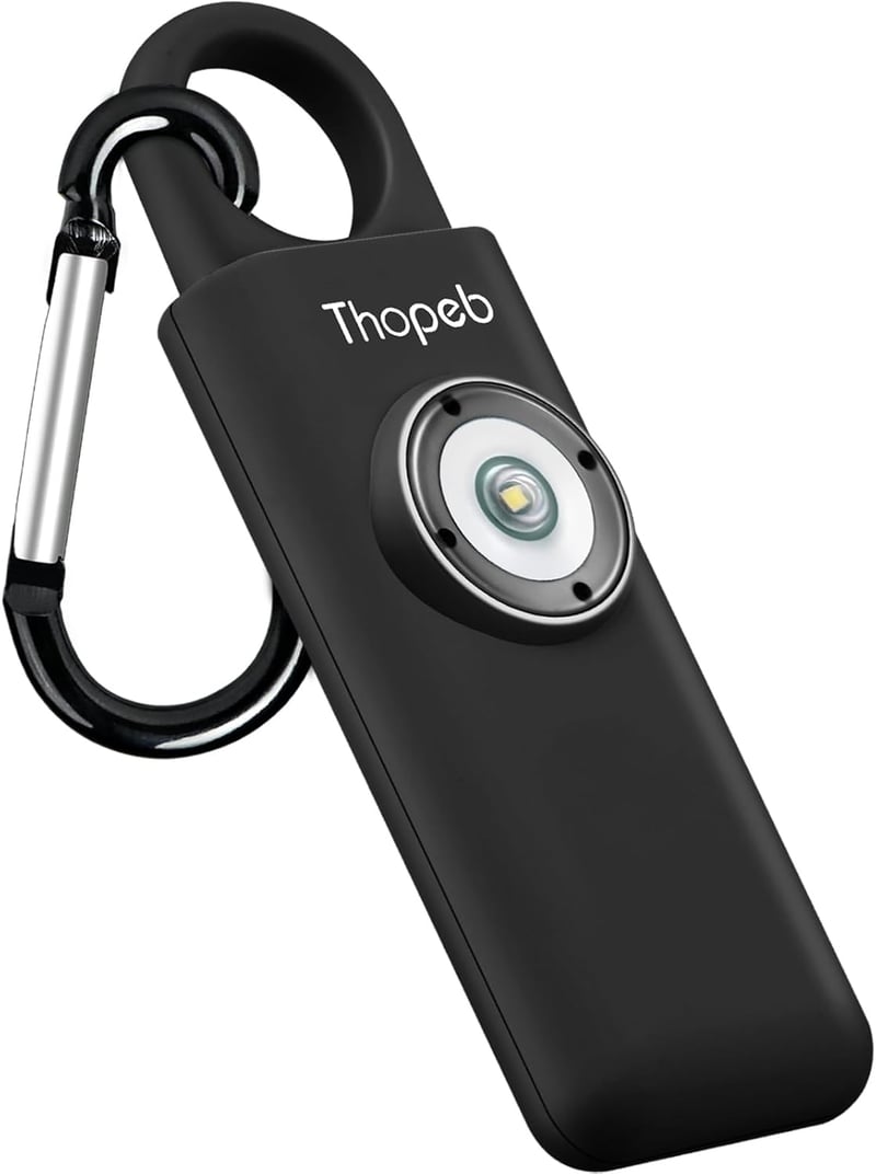 Thopeb Önvédelmi Riasztó Kulcstartó - 130 dB Hangos Személyi Riasztó Villogó Fénnyel - Biztonsági Eszköz Nőknek, Időseknek és Éjszakai Munka