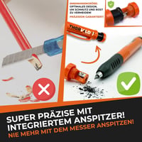 THORVALD Professzionális Ácsceruzaszett 7 Betéttel, Hegyezővel és Írófejjel - Mély Lyukjelölő Mechanikus Ceruza Fához, Fémhez, Csempéhez és  3