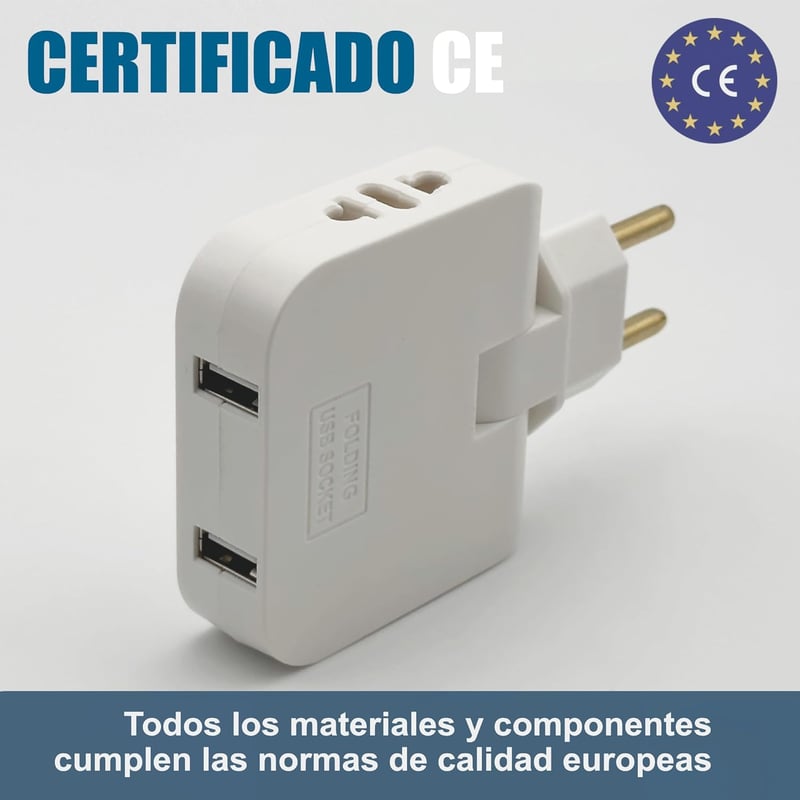 Three Stars 4000W Elosztó 4 Aljzat 2 USB Töltőport 180° Forgófejes Falitöltő