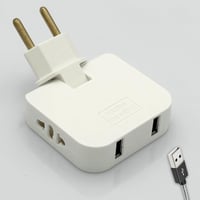Three Stars 4000W Elosztó 4 Aljzat 2 USB Töltőport 180° Forgófejes Falitöltő 1