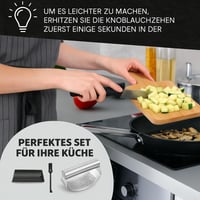 Three Stars Fokhagyma Préselt Rozsdamentes Acél 4 az 1-ben Szett Préselt és Vágó Szilikon Hámozóval 8