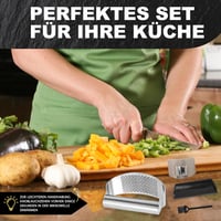 Three Stars Fokhagyma Préselt Rozsdamentes Acél 4 az 1-ben Szett Préselt és Vágó Szilikon Hámozóval 7
