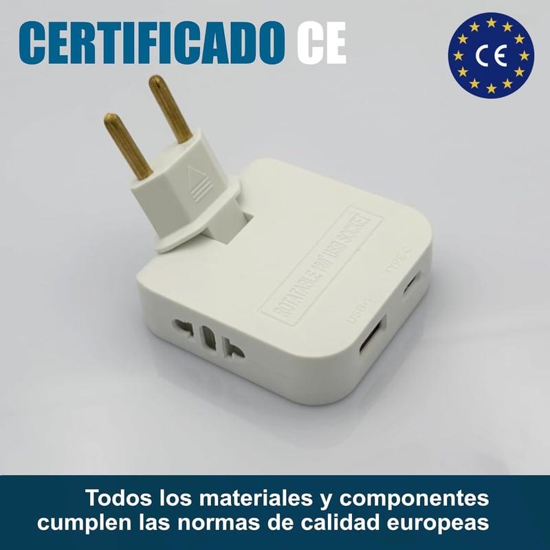 Three Stars Lapos Elosztó USB-C és USB-A Portokkal 4000W Háromfoglalatos Fehér