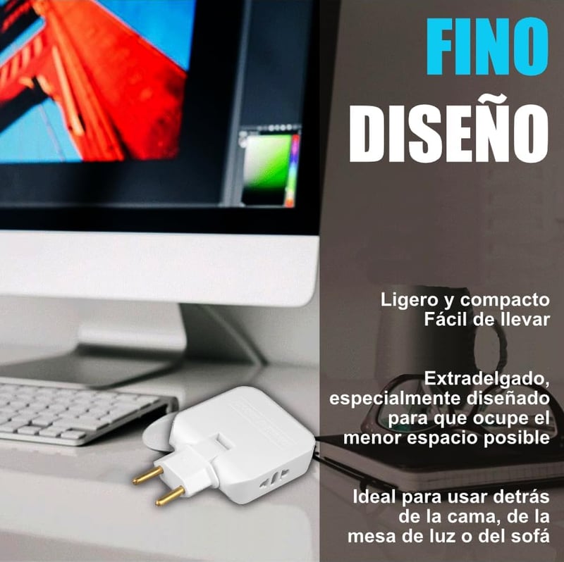 Three Stars Lapos Elosztó USB-C és USB-A Portokkal 4000W Háromfoglalatos Fehér