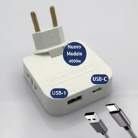 Three Stars Lapos Elosztó USB-C és USB-A Portokkal 4000W Háromfoglalatos Fehér 1