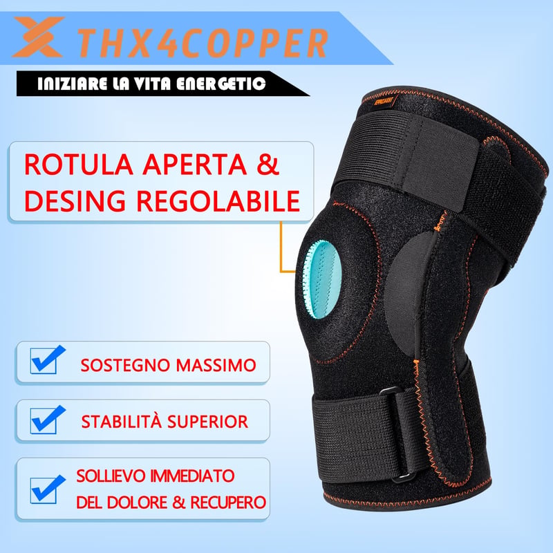 Thx4COPPER Állítható Térdtámasz Oldalsín Stabilizátor L Méret Sporthoz Túrázáshoz