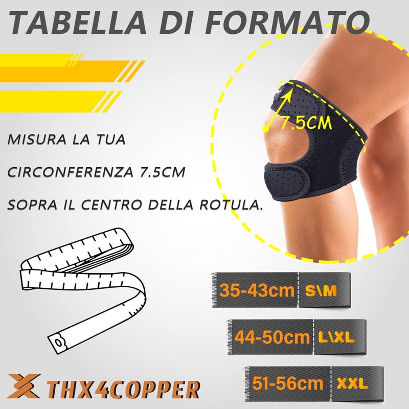 Thx4COPPER Dupla Patella Kompressziós Térdmerevítő Fájdalomcsillapítás Futáshoz