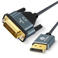 Thzzhnno DisplayPort DVI kábel 2m aranyozott nylon fonott adapter 1080p 1