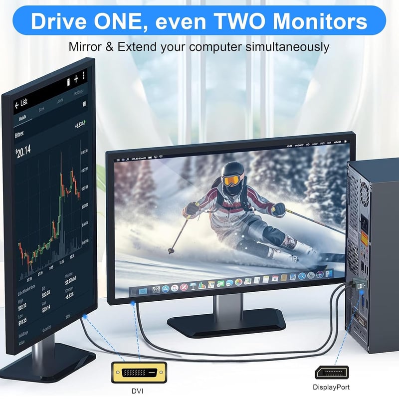 Thzzhnno DisplayPort DVI kábel 2m aranyozott nylon fonott adapter 1080p