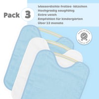 Ti TIN Vodootporna frotir podbradnik za bebe 31x38 cm, pakiranje od 3 komada, od 12 mjeseci starosti, s elastičnim kopčanjem, bijelo-tirkizna 5