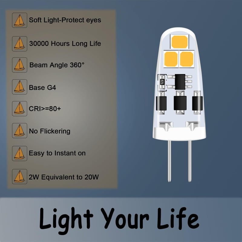 TIAFELNGLY G4 LED izzó 2W meleg fehér 12V dimmelhető 6db szett