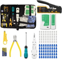 Tiandirenhe RJ45 hálózati szerszámkészlet Cat5/Cat6 teszterrel és 50 csatlakozóval 1