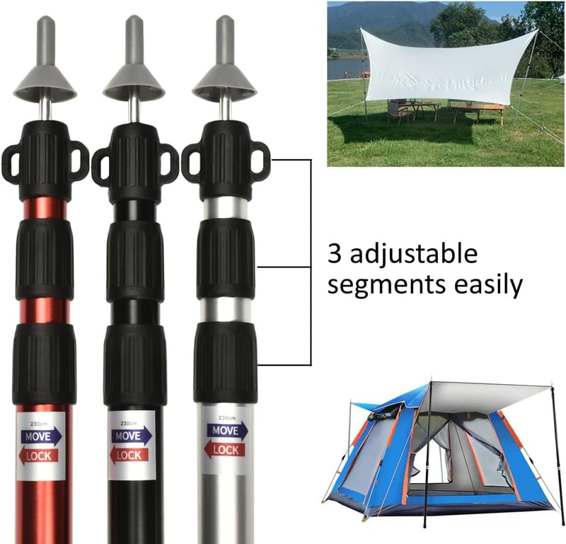 Tiandirenhe Teleszkópos Sátor Tartórúd 95-234 cm Alumínium Kemping Pálca