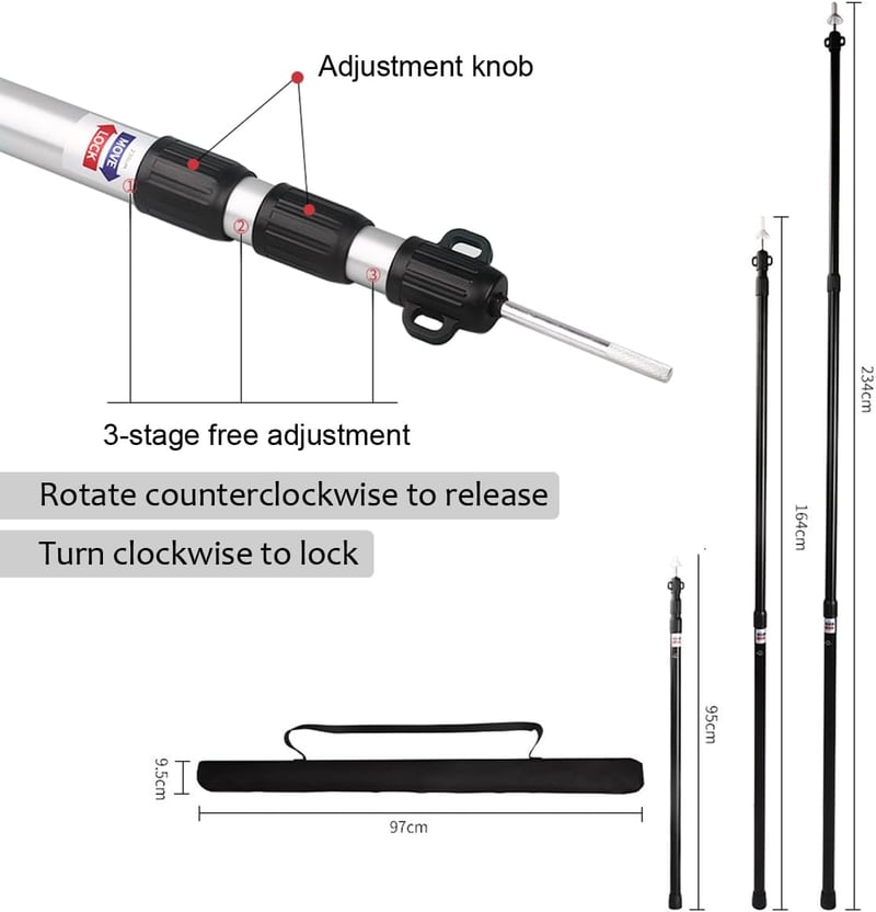 Tiandirenhe Teleszkópos Sátor Tartórúd 95-234 cm Alumínium Kemping Pálca